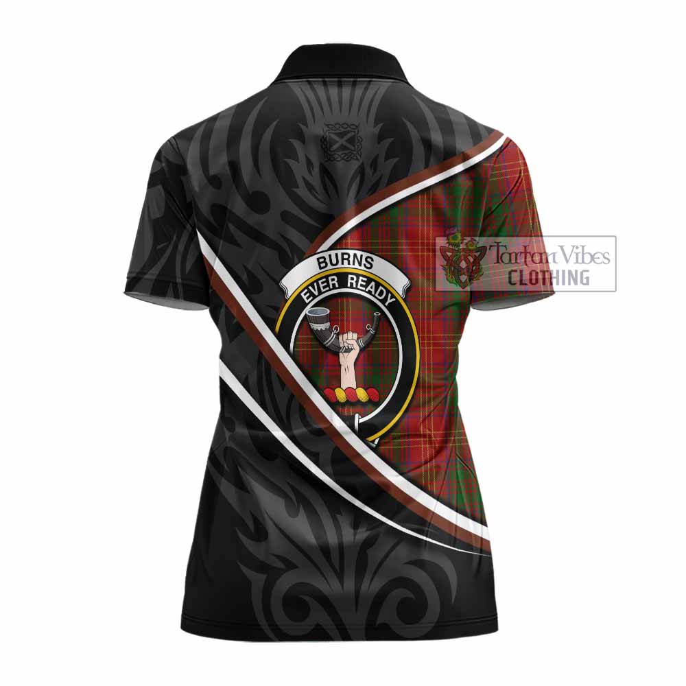 Burns Tartan Family Crest Women's Polo Shirt Celtic Scottish Thistle Floral - Tartan Vibes Clothing