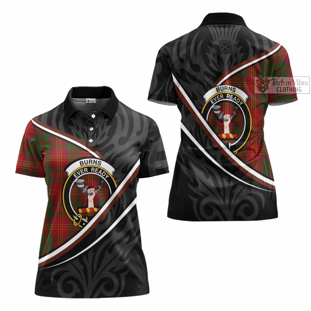 Burns Tartan Family Crest Women's Polo Shirt Celtic Scottish Thistle Floral - Tartan Vibes Clothing