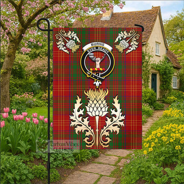 Burns Tartan Garden Flag with Golden Regal Scottish Thistle Emblem - Tartan Vibes Clothing