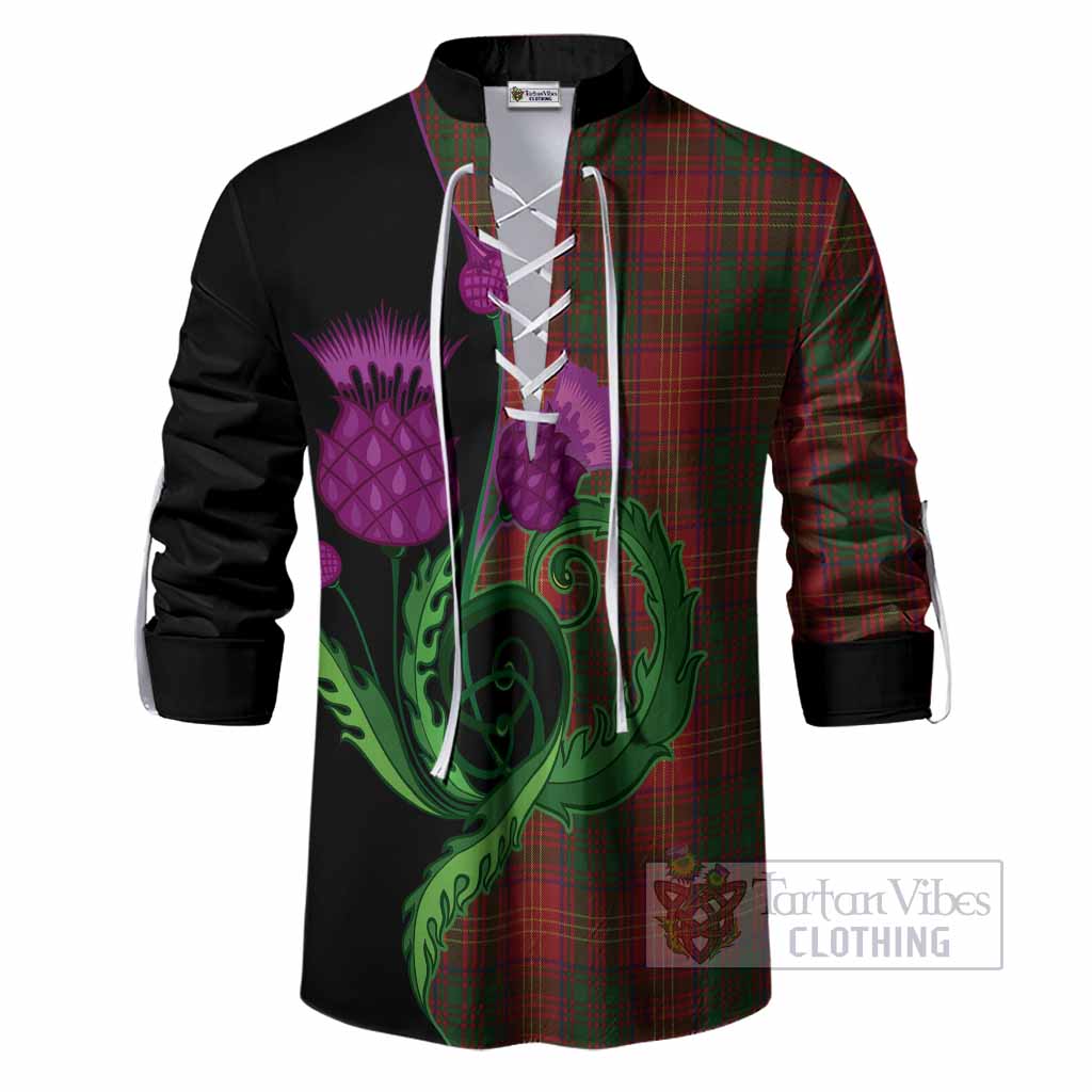 Burns Tartan Ghillie Shirt Traditional Scottish Thistle