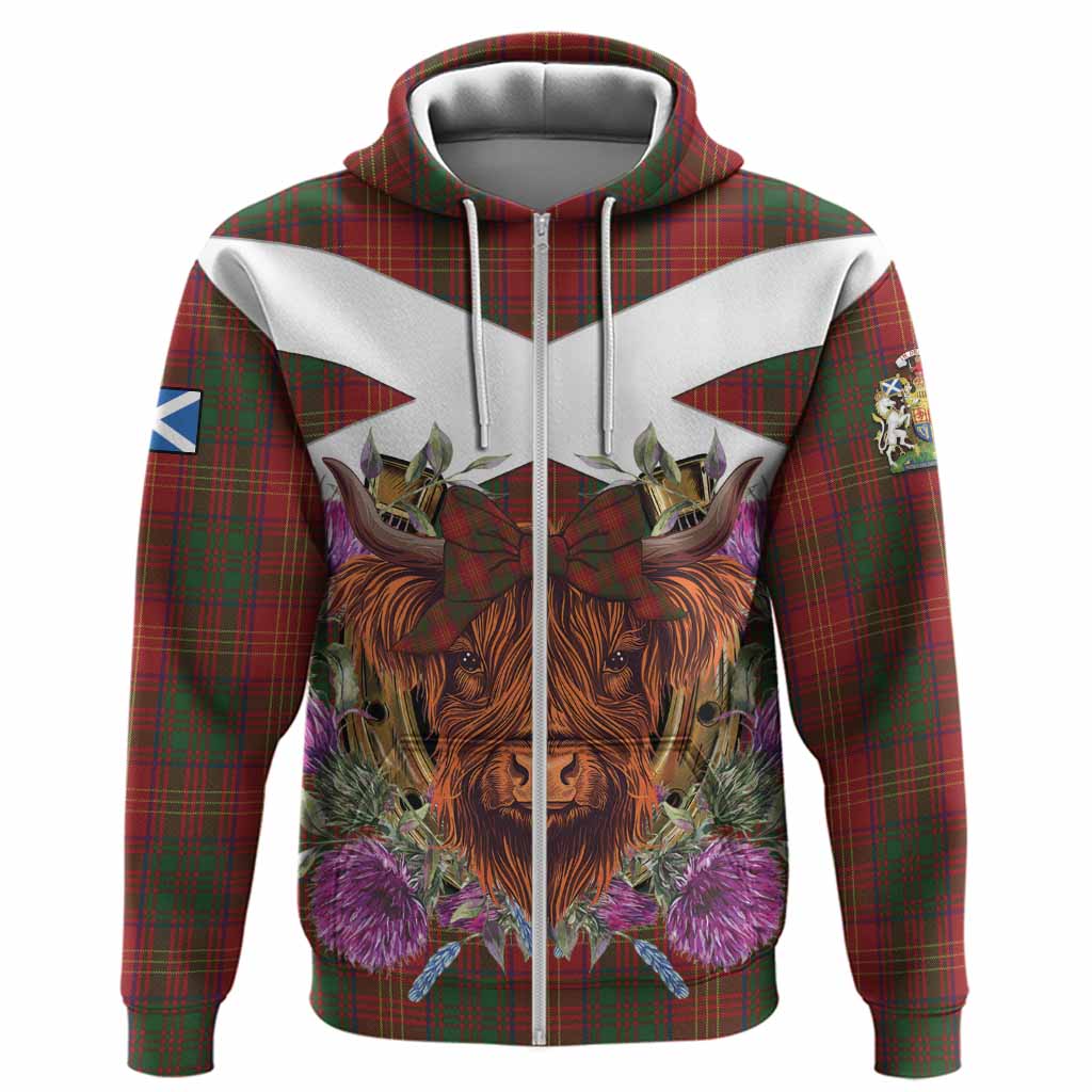 Burns Tartan Hoodie Scottish Thistle Heilan Coo