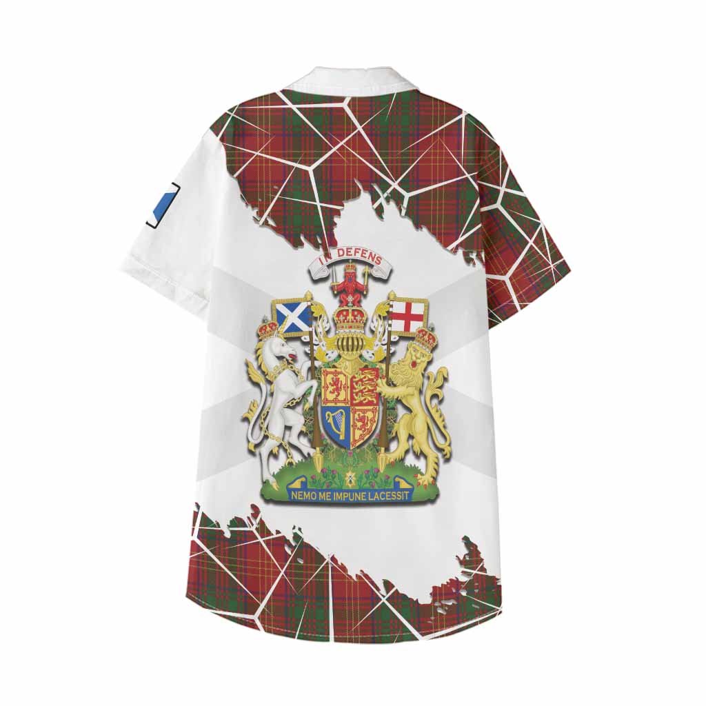 Burns Tartan Kid Hawaiian Shirt with Family Crest and Lion Rampant Grunge Style