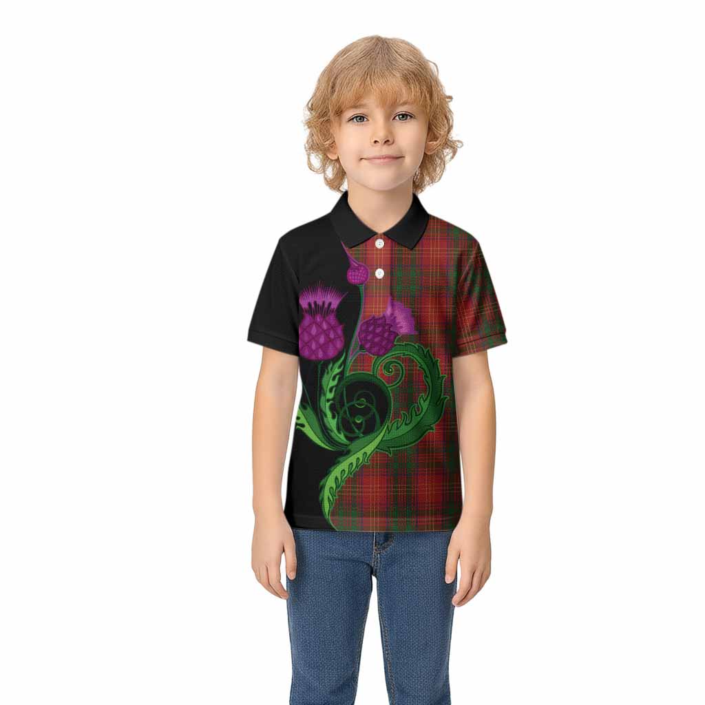 Burns Tartan Kid Polo Shirt Traditional Scottish Thistle