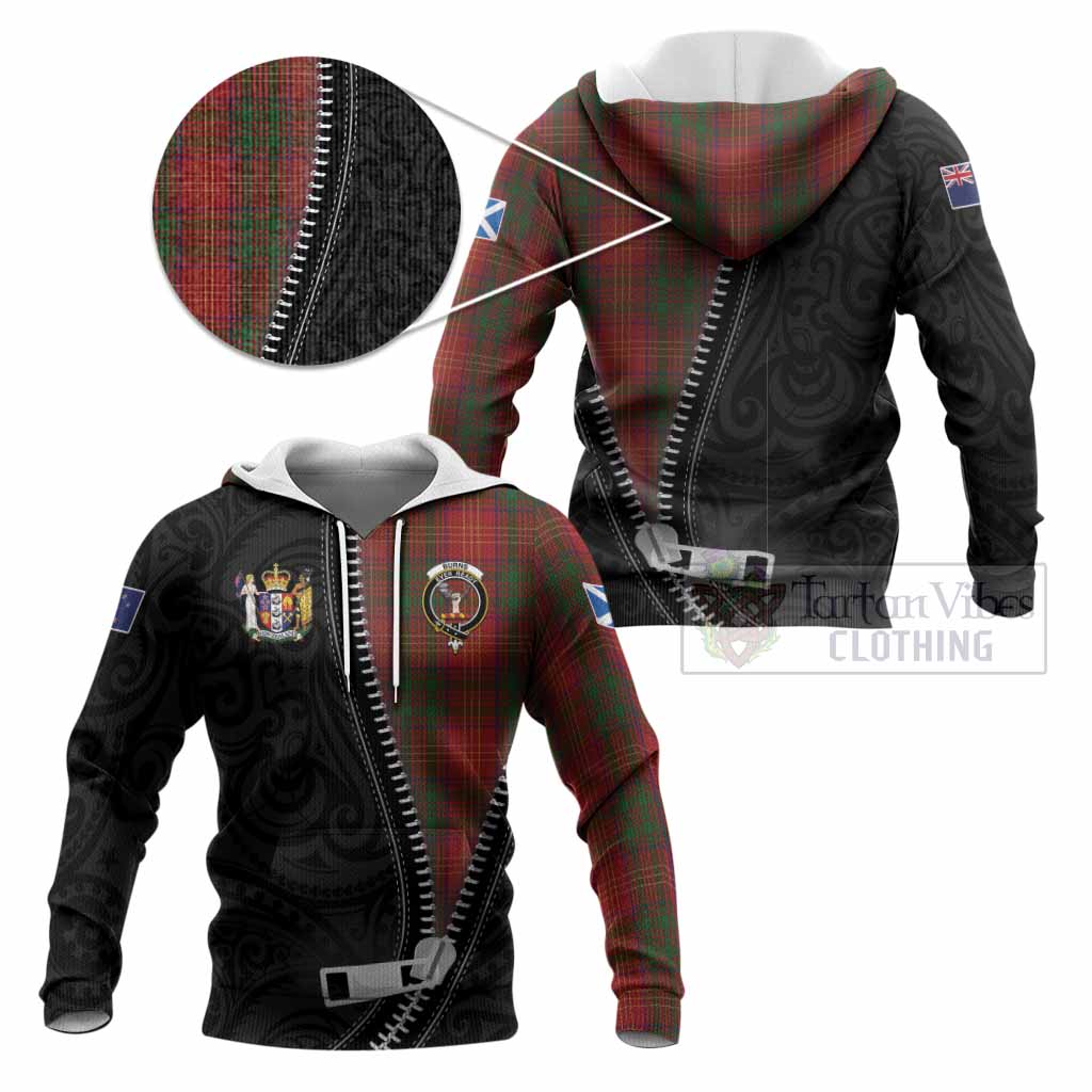 Burns Tartan Knitted Hoodie New Zealand Pattern Unique Zipper Stylized