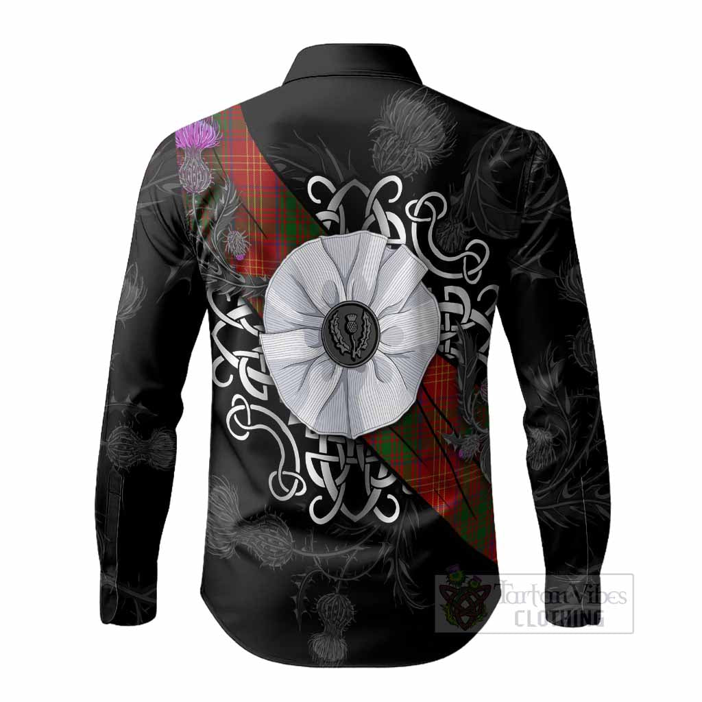 Burns Tartan Long Sleeve Button Shirts Jacobite White Rose - Tartan Vibes Clothing