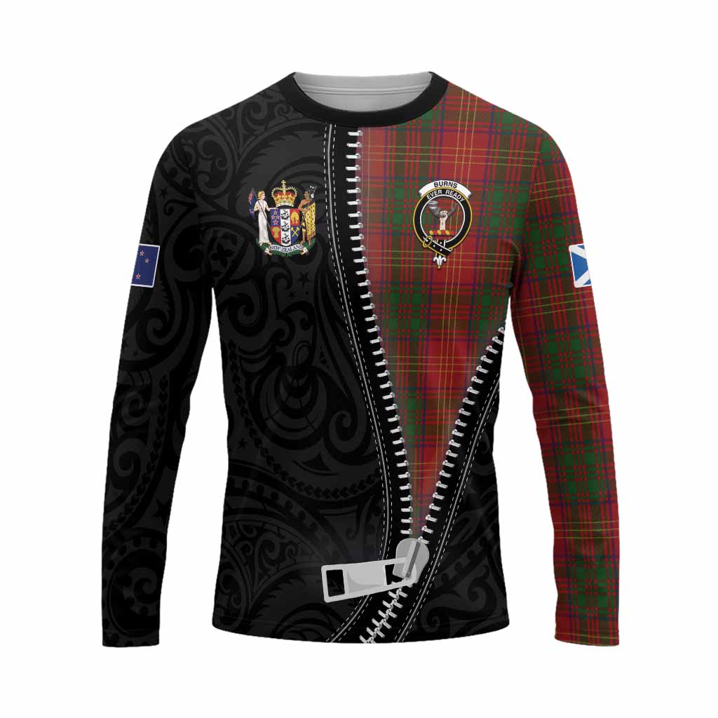 Burns Tartan Long Sleeve T-Shirt New Zealand Pattern Unique Zipper Stylized