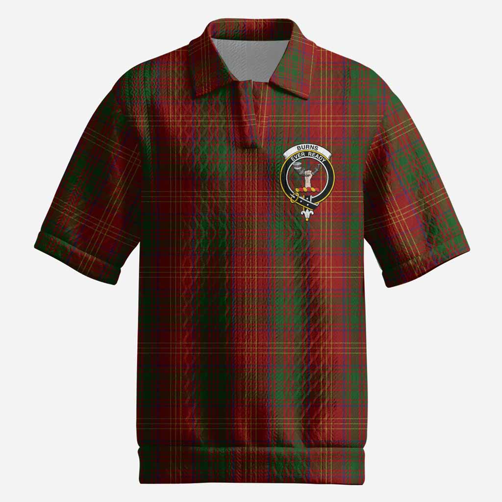 Burns Tartan Men’s Polo Sweater Top with Family Crest