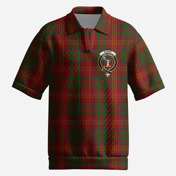 Burns Tartan Men’s Polo Sweater Top with Family Crest