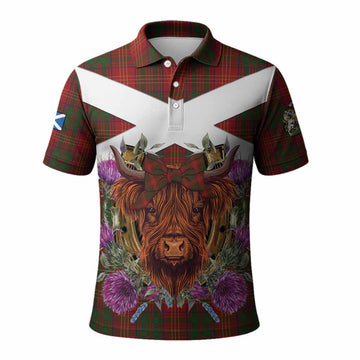 Burns Tartan Polo Shirt Scottish Thistle Heilan Coo