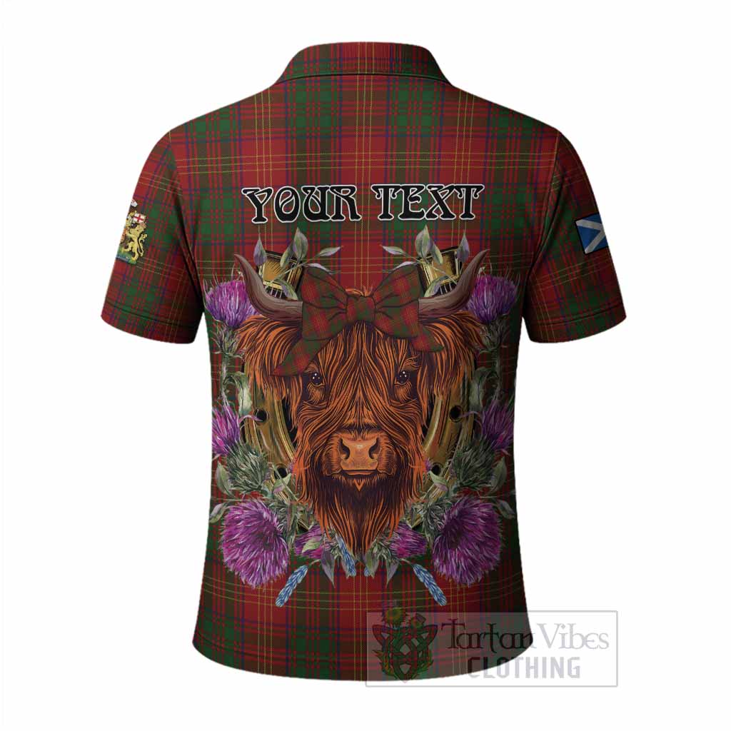 Burns Tartan Polo Shirt Scottish Thistle Heilan Coo