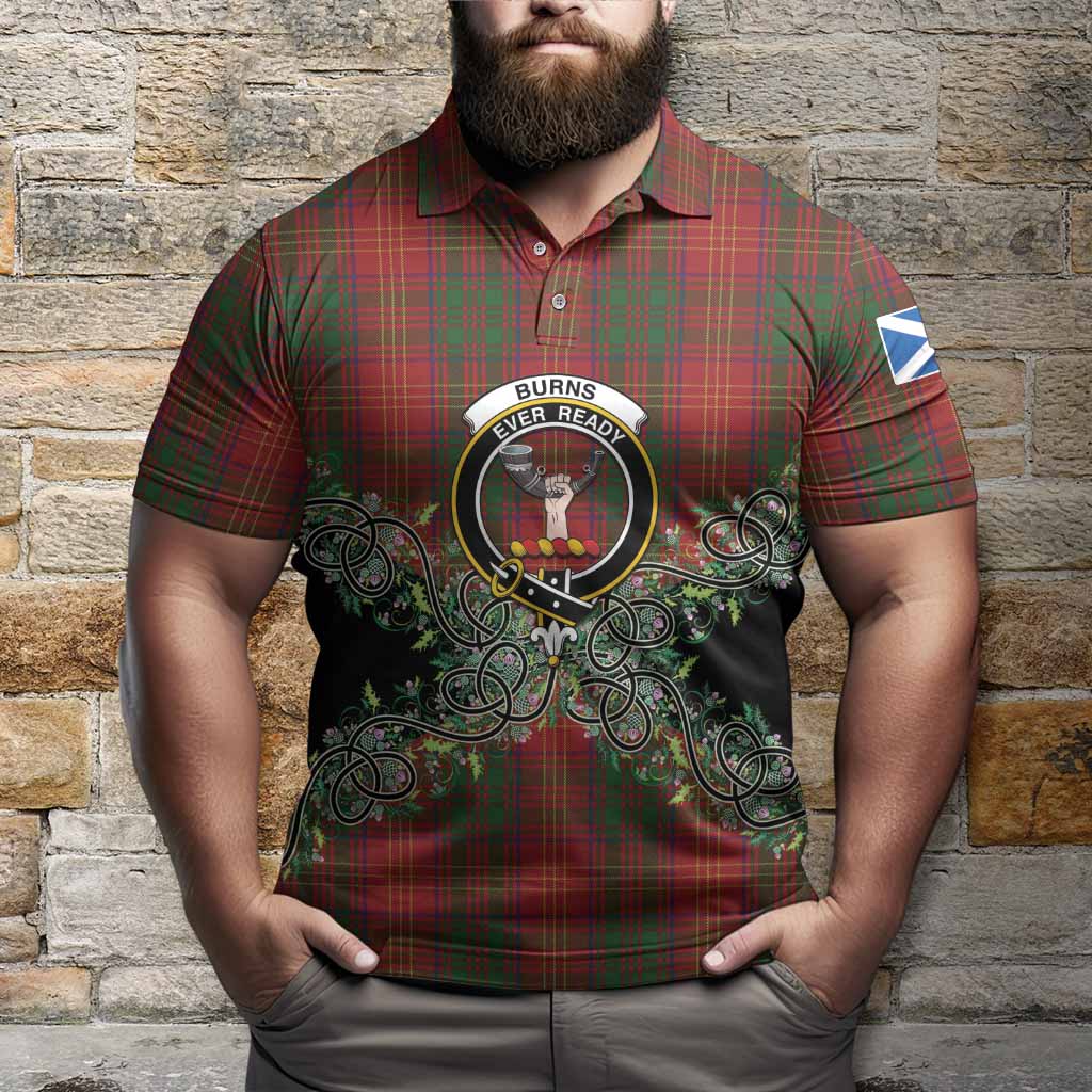 Burns Tartan Polo Shirt Thistle Scottish Spirit
