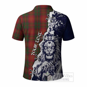 Burns Tartan Scottish Polo Shirt Angry Lion With Soccer Ball Style