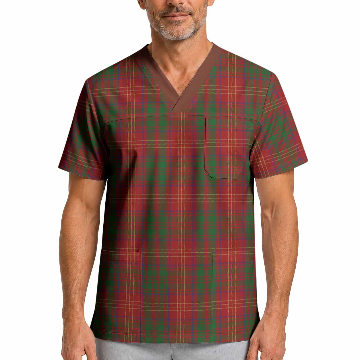 Burns Tartan Scrub Top XL - Tartan Vibes Clothing