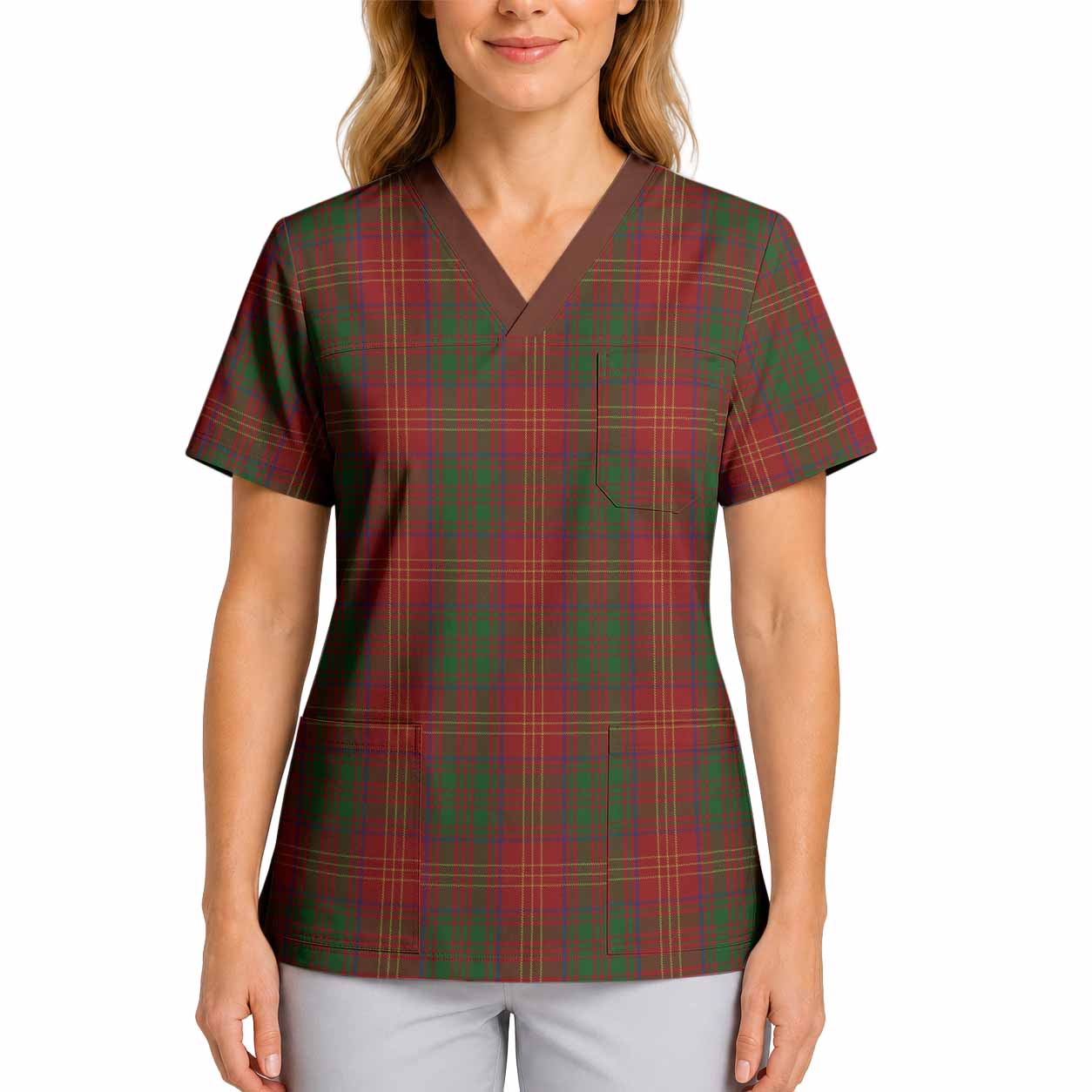 Burns Tartan Scrub Top 4XL - Tartan Vibes Clothing