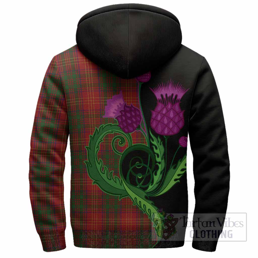 Burns Tartan Sherpa Hoodie Traditional Scottish Thistle