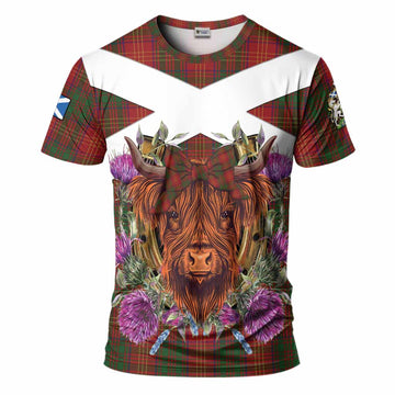 Burns Tartan T-Shirt Scottish Thistle Heilan Coo