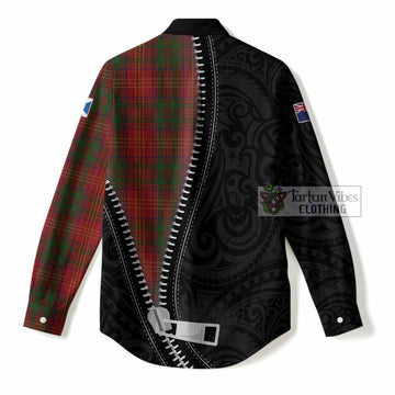 Burns Tartan Women Casual Shirt New Zealand Pattern Unique Zipper Stylized