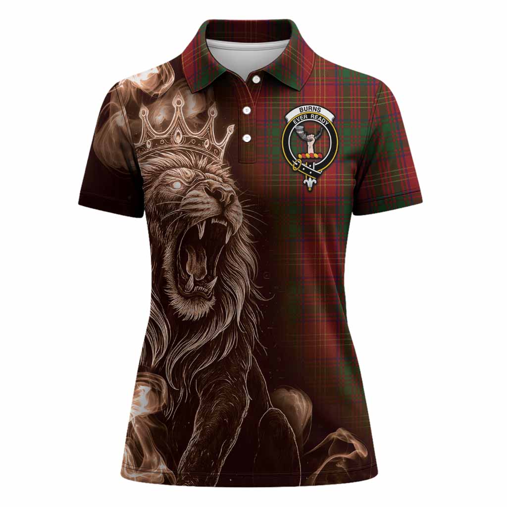 Burns Tartan Women Polo Shirt Roaring Lion Heritage