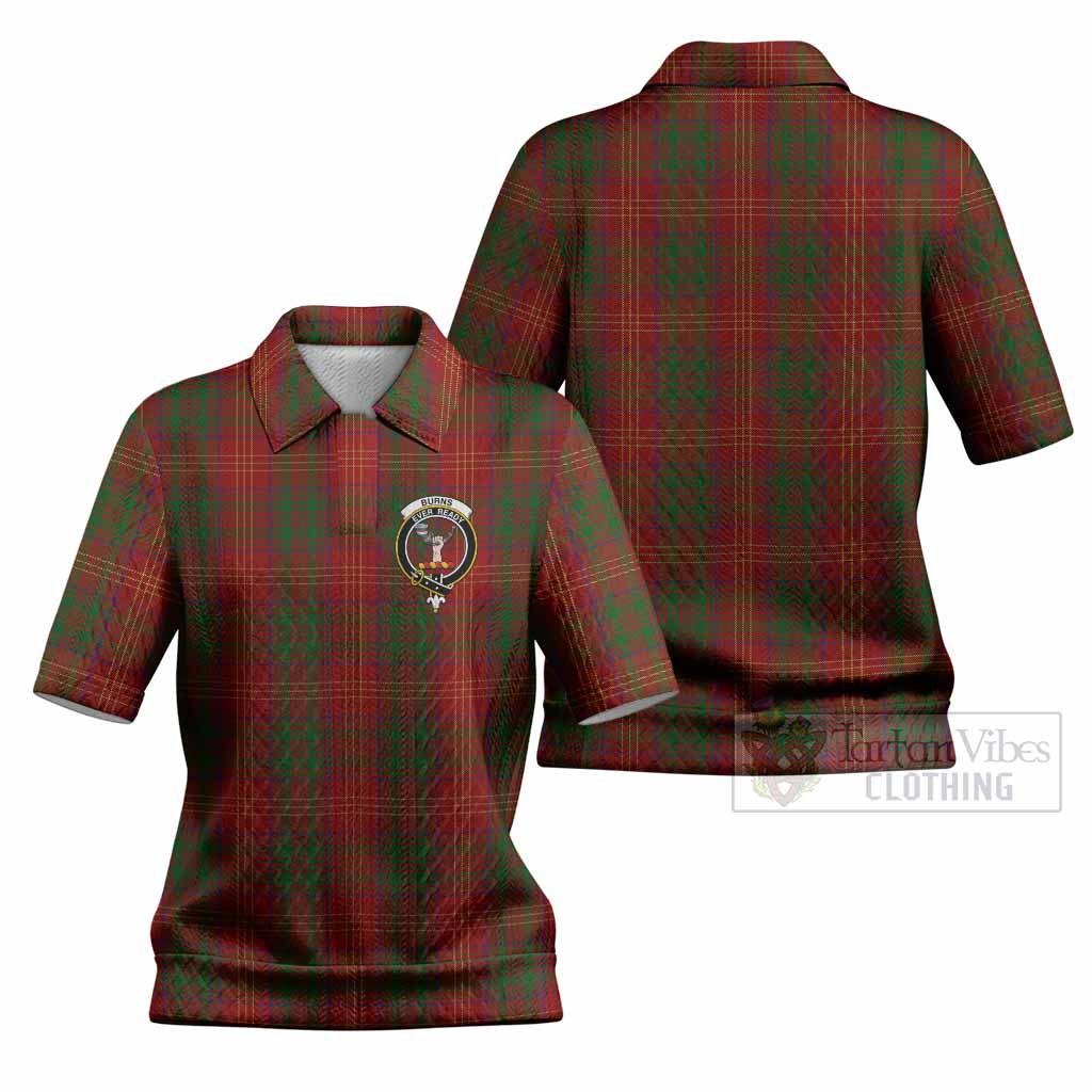 Burns Tartan Women’s Polo Sweater Top with Family Crest