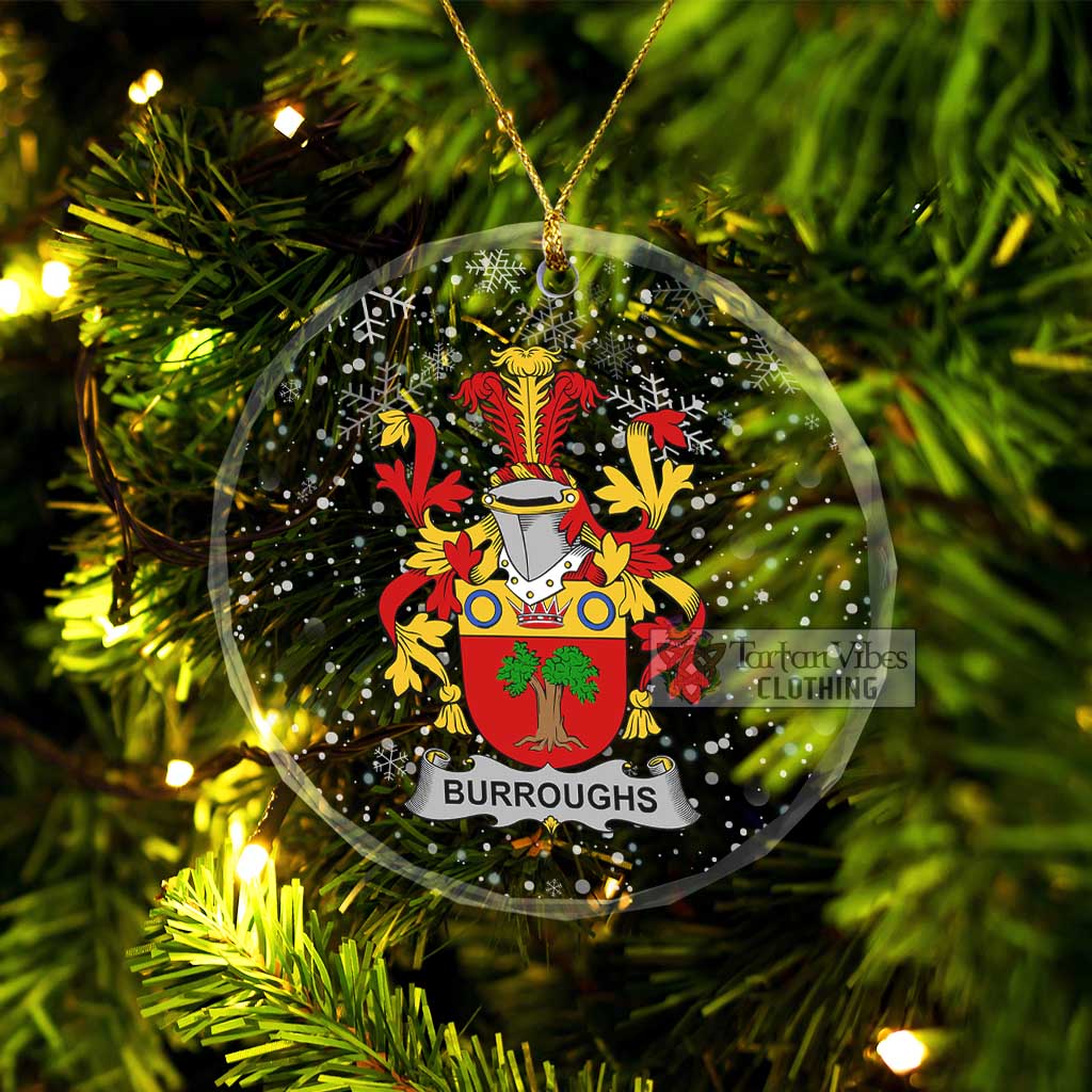 Tartan Vibes Clothing Burroughs Irish Clan Christmas Glass Ornament with Coat of Arms