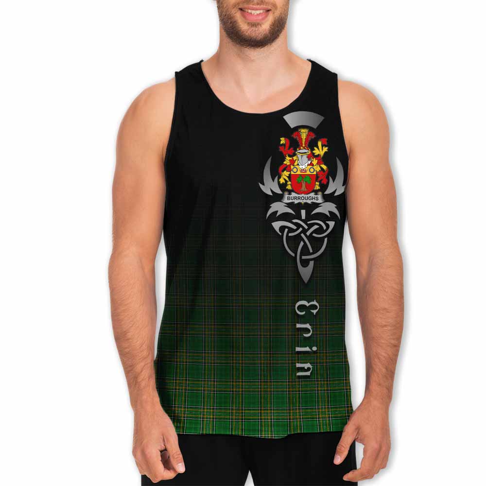 Tartan Vibes Clothing Burroughs Irish Clan Men's Tank Top with Coat of Arms Erin Go Bragh Celtic Inspired