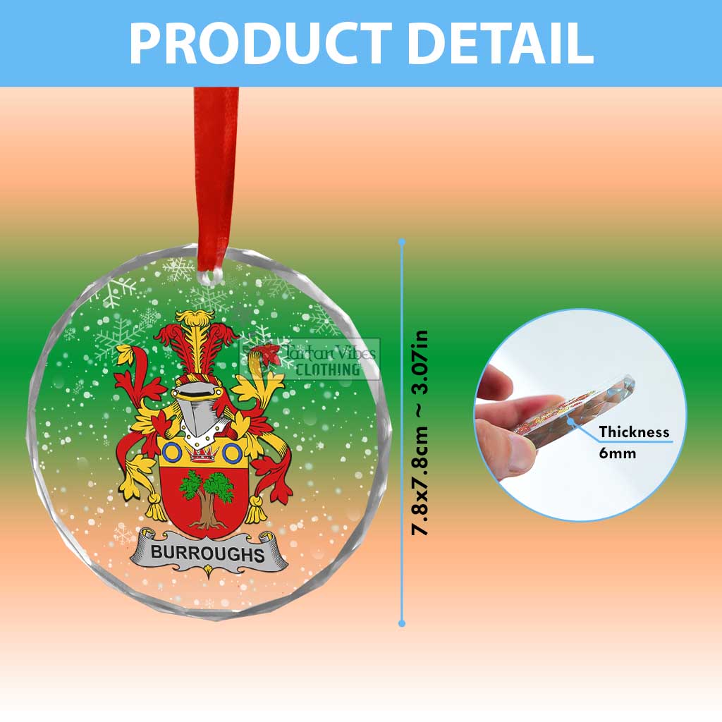 Tartan Vibes Clothing Burroughs Irish Clan Christmas Glass Ornament with Coat of Arms