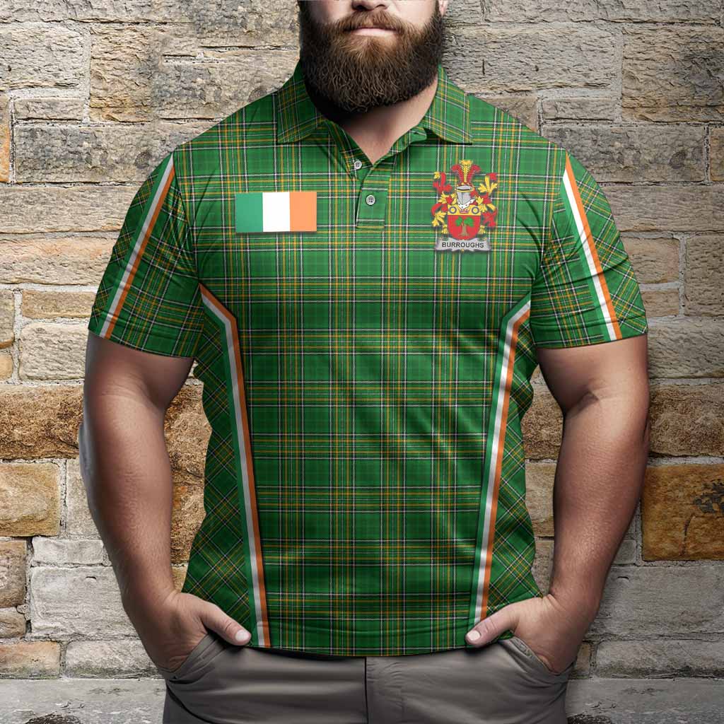 Burroughs Irish Clan Coat of Arm Tartan Polo Shirt Flag Style