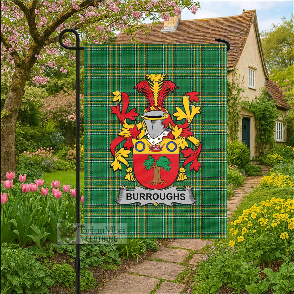 Burroughs Irish Clan Tartan Flag with Coat of Arms