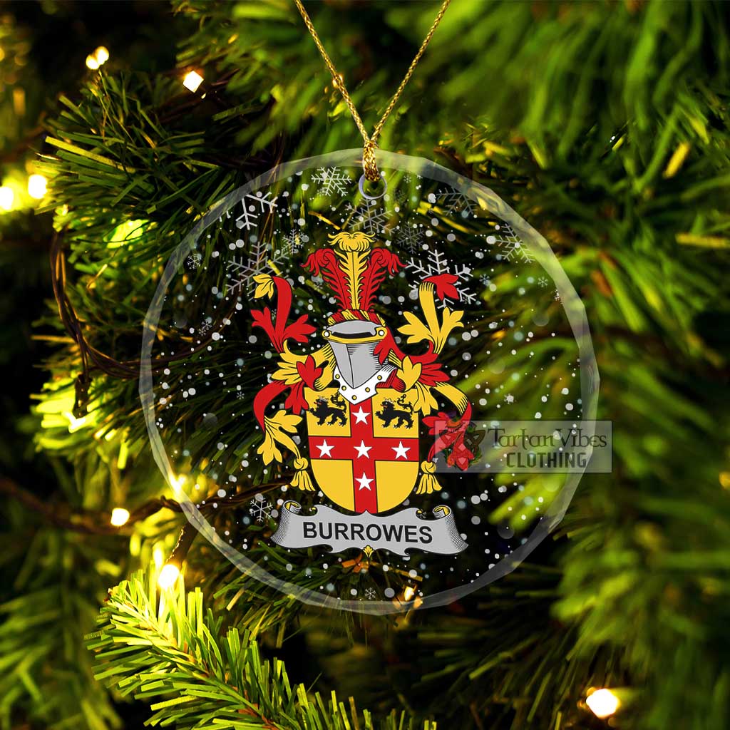 Burrowes Irish Clan Christmas Glass Ornament with Coat of Arms Transparent Glass Circle - 2D-tartanvibesclothing