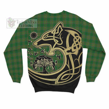 Burrowes Irish Tartan Sweatshirt with Coat of Arms Celtic Wolf Style - Tartan Vibes Clothing