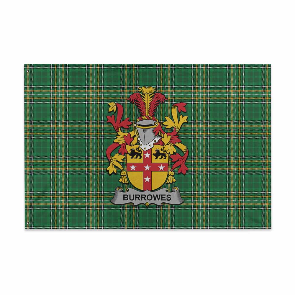 Tartan Vibes Clothing Burrowes Irish Clan Tartan House Flag with Coat of Arms