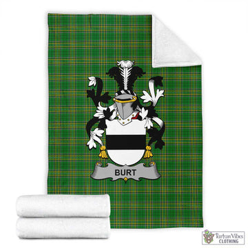 Tartan Vibes Clothing Burt Irish Clan Tartan Blanket with Coat of Arms