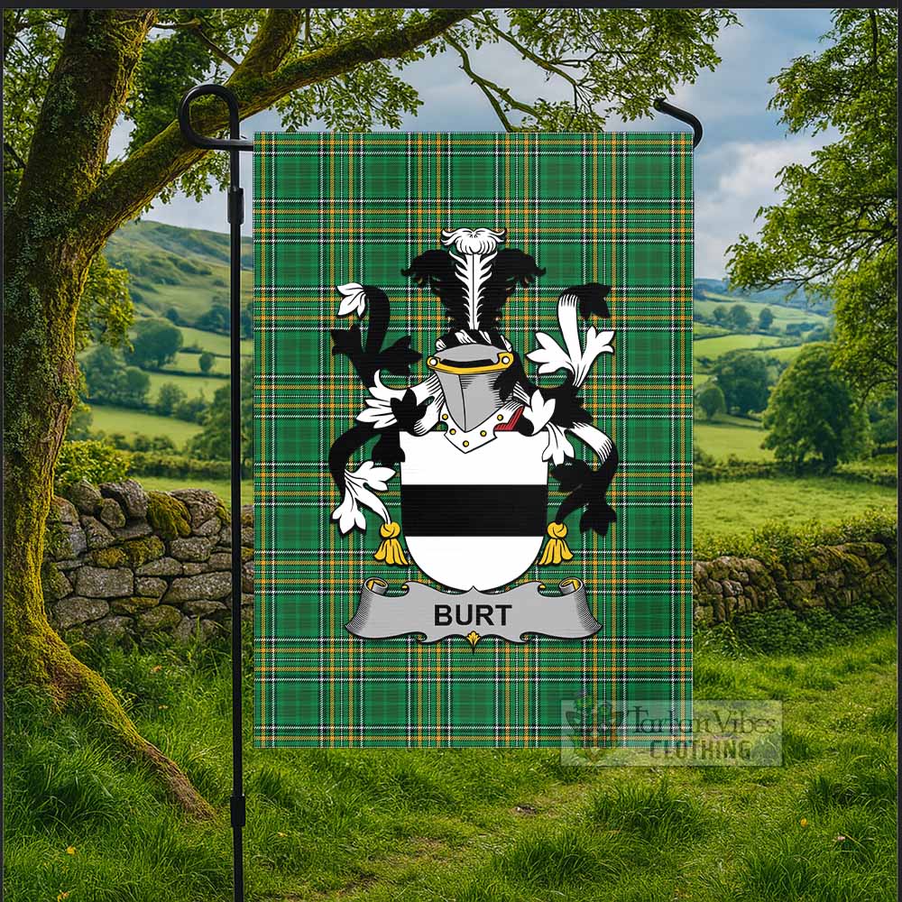 Burt Irish Clan Tartan Flag with Coat of Arms