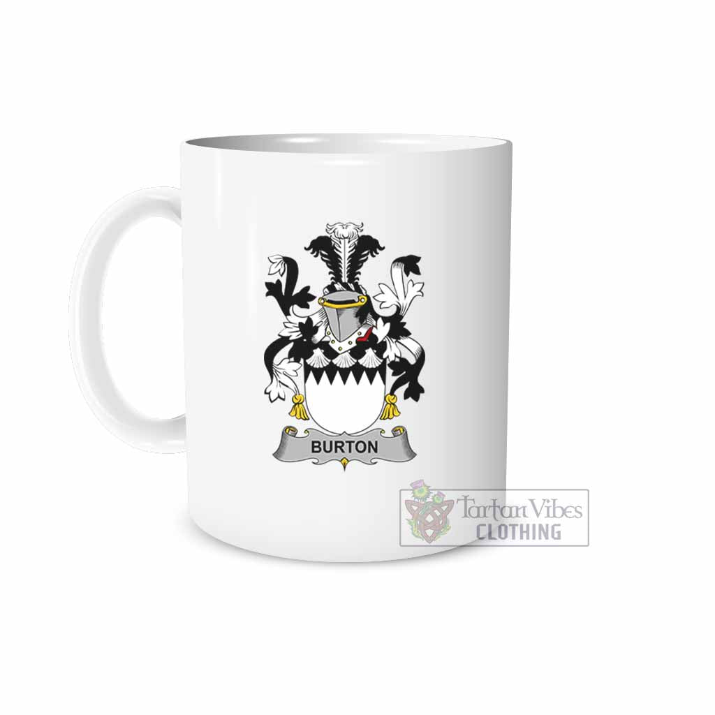Burton Irish Clan Coat of Arms Ceramic Mug White - 2D-tartanvibesclothing