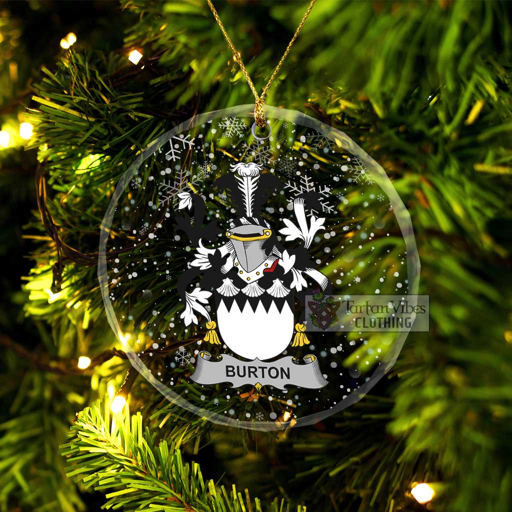 Burton Irish Clan Christmas Glass Ornament with Coat of Arms Transparent Glass Circle - 2D-tartanvibesclothing