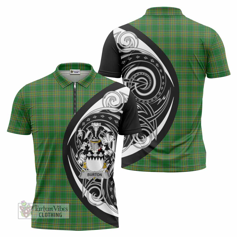 Burton Irish Clan Zipper Polo Shirt Celtic Circle Style - Tartan Vibes Clothing