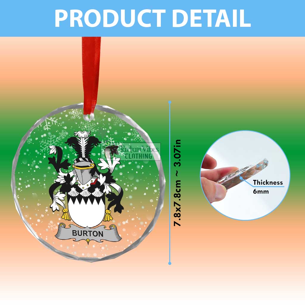 Burton Irish Clan Christmas Glass Ornament with Coat of Arms - 2D-tartanvibesclothing