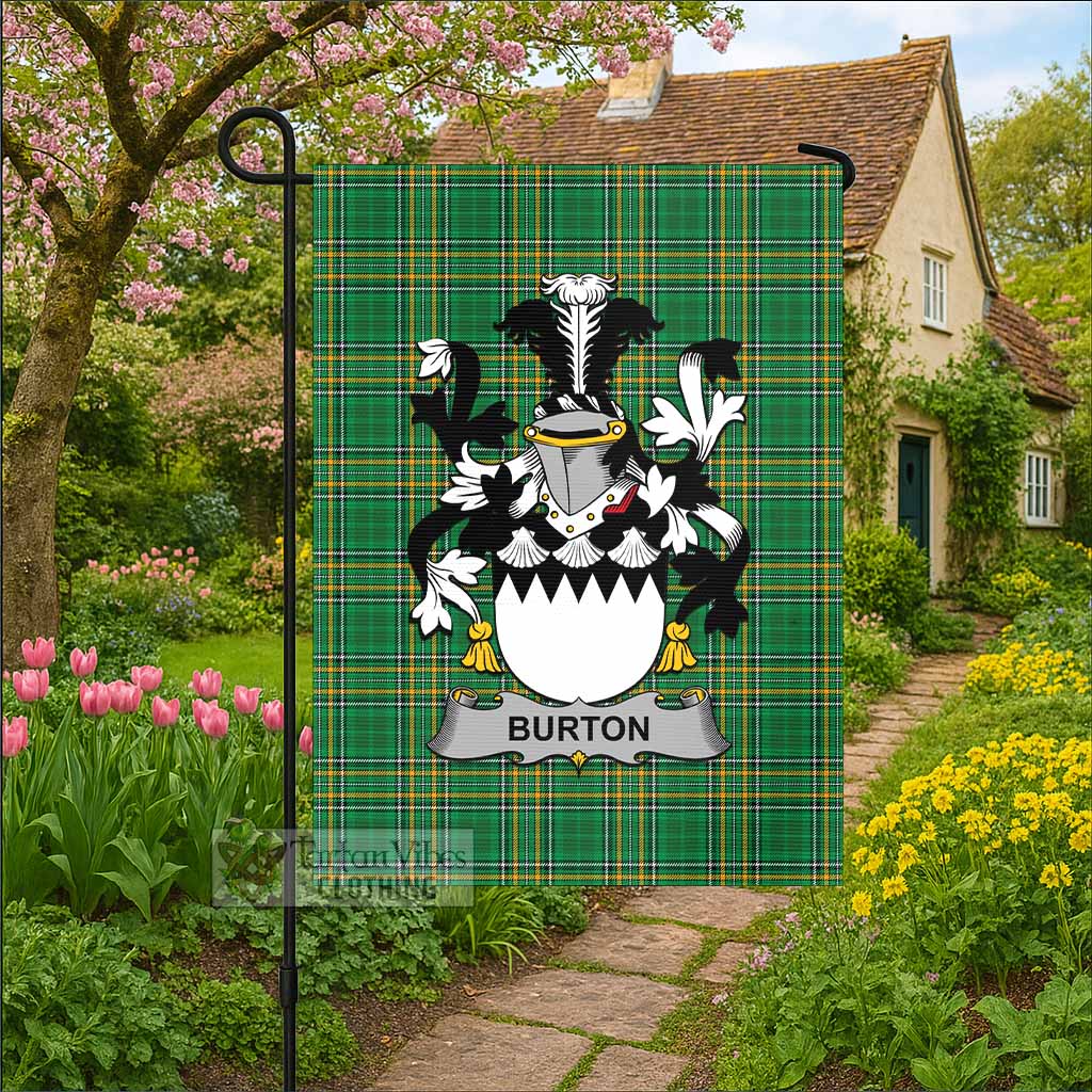 Burton Irish Clan Tartan Flag with Coat of Arms