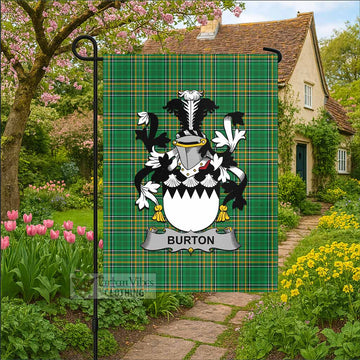 Burton Irish Clan Tartan Flag with Coat of Arms
