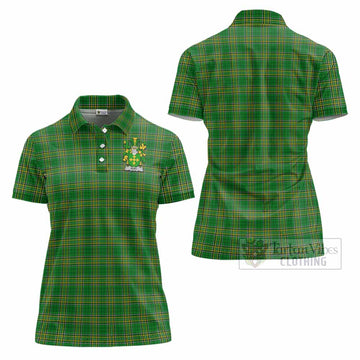 Bury Irish Clan Tartan Women's Polo Shirt with Coat of Arms - Tartan Vibes Clothing