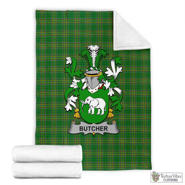 Butcher Irish Clan Tartan Blanket with Coat of Arms X-Large 59 x 79 inches 150 x 200 cm - Tartan Vibes Clothing