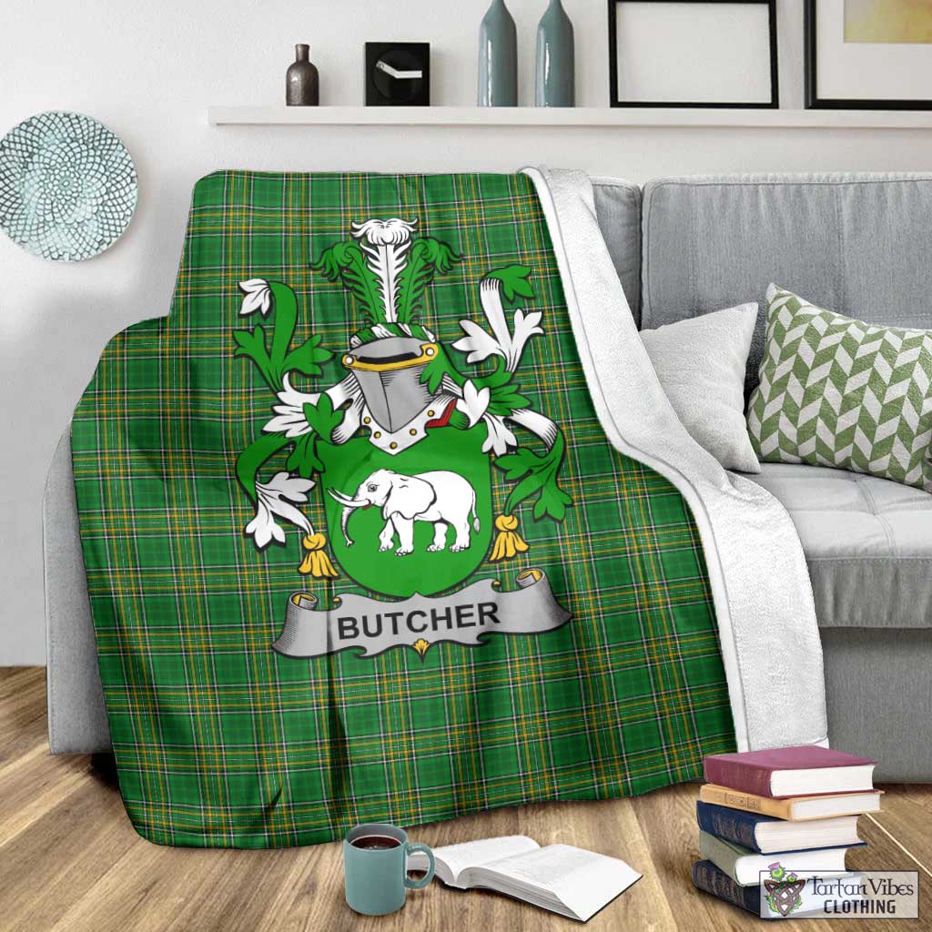 Butcher Irish Clan Tartan Blanket with Coat of Arms - Tartan Vibes Clothing