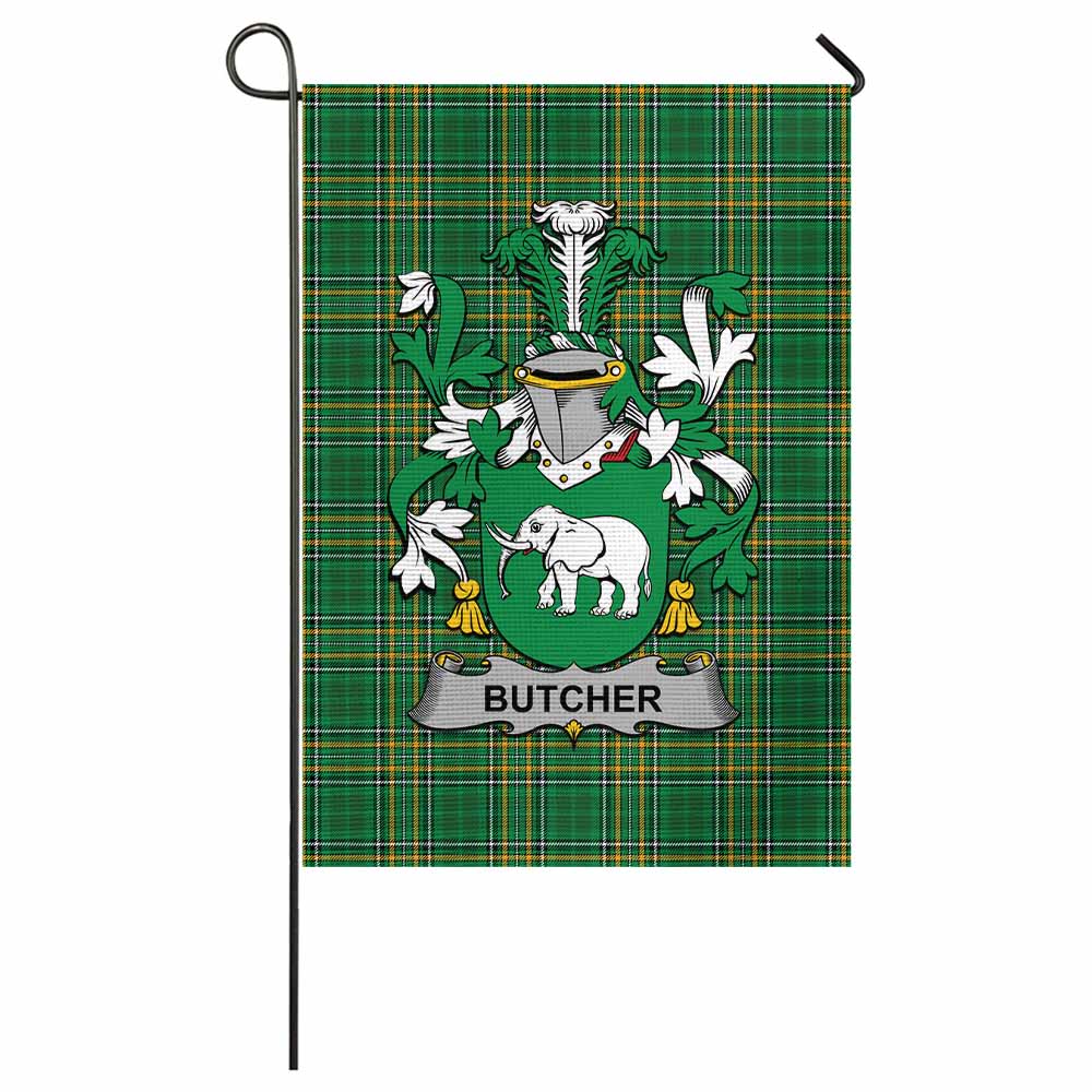 Butcher Irish Clan Tartan Flag with Coat of Arms