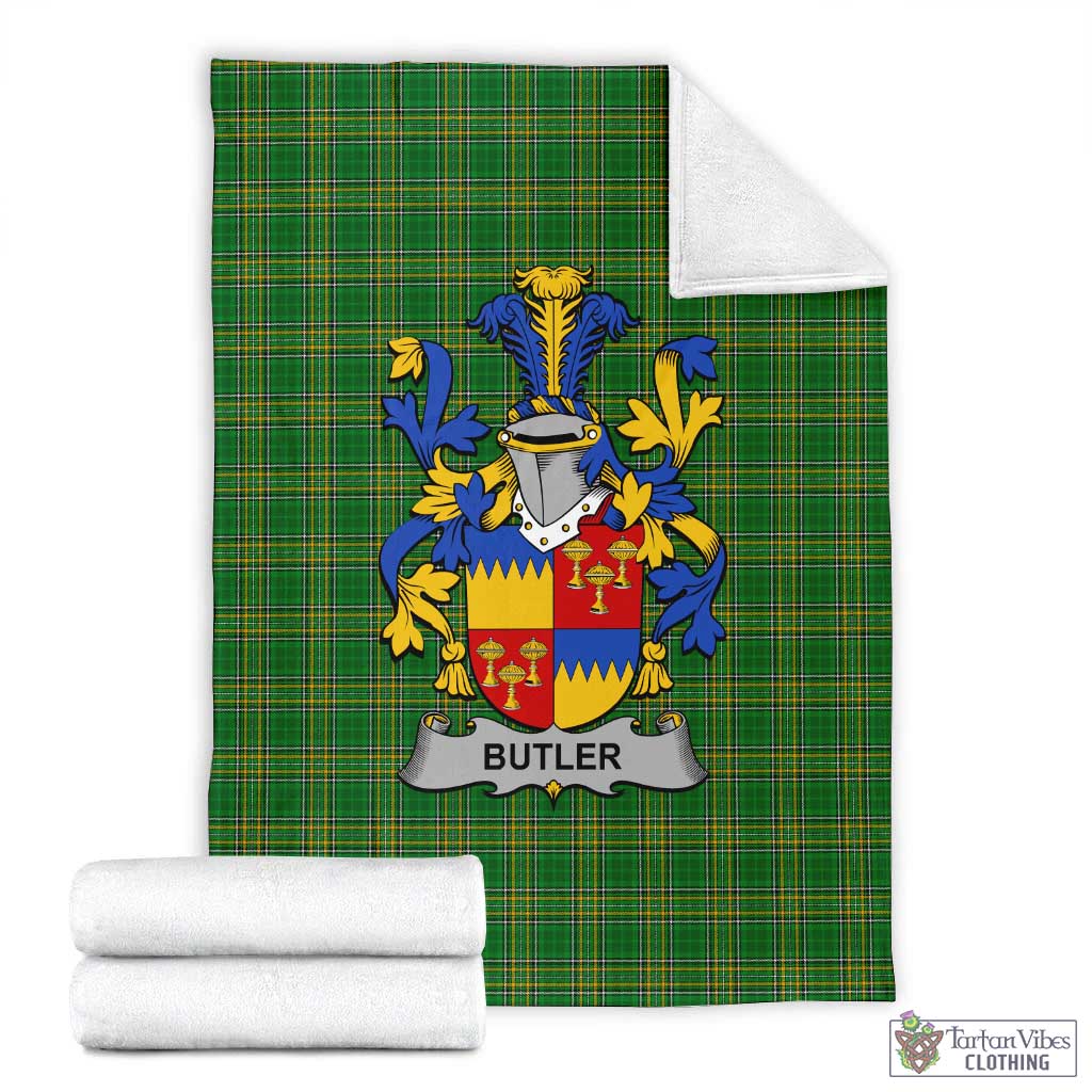 Butler Irish Clan Tartan Blanket with Coat of Arms X-Large 59 x 79 inches 150 x 200 cm - Tartan Vibes Clothing