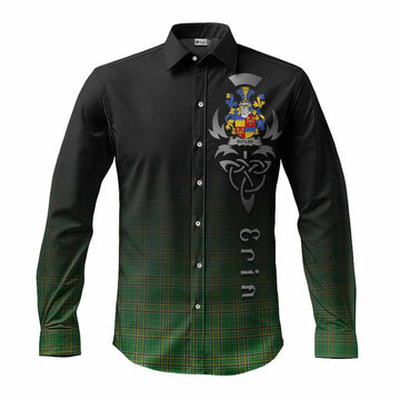 Butler Irish Clan Long Sleeve Button Shirt with Coat of Arms Erin Go Bragh Celtic Inspired