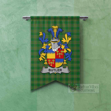 Butler Irish Clan Tartan Gonfalon, Tartan Banner with Coat of Arms