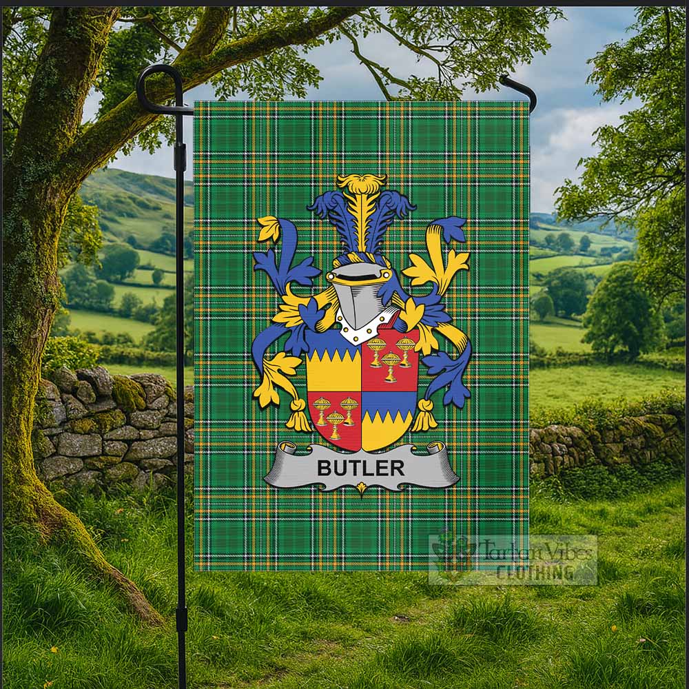 Butler Irish Clan Tartan Flag with Coat of Arms