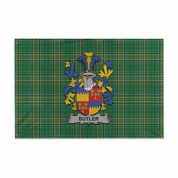 Butler Irish Clan Tartan House Flag with Coat of Arms