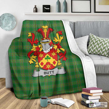 Tartan Vibes Clothing Butt Irish Clan Tartan Blanket with Coat of Arms
