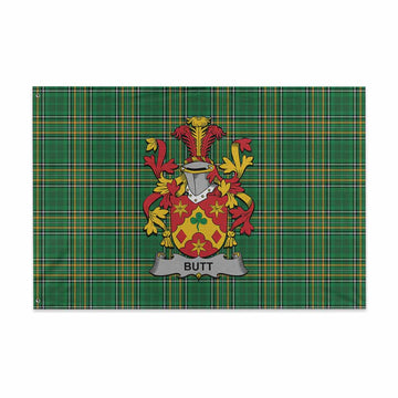Tartan Vibes Clothing Butt Irish Clan Tartan House Flag with Coat of Arms